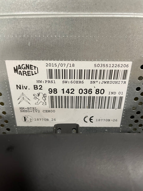 Citroen Berlingo / Peugeot Partner STEREO HEAD UNIT AUX TOUCH SCREEN SAT NAV  RADIO 2015-2018   P/N 9814203680