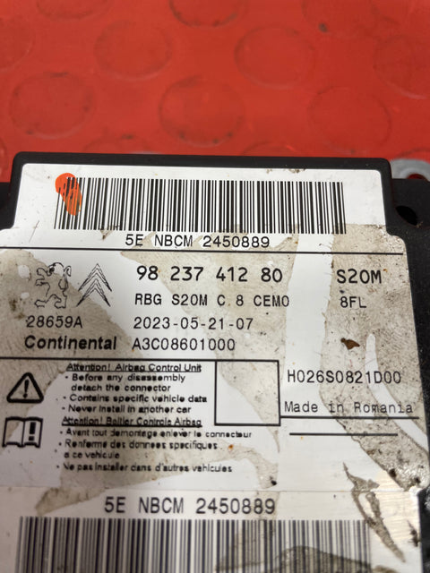 Citroen Berlingo/Peugeot Partner AIRBAG CONTROL MODULE ECU 2018-2023 1.6   P/N 9823741280